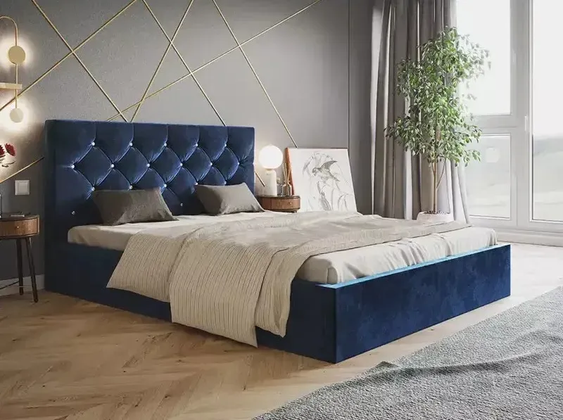 Szare łóżko 160x200 cm do sypialni TESAR fot. bromarkt.pl