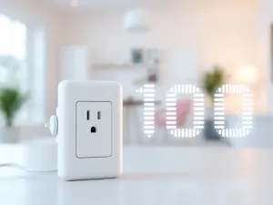 Biała wtyczka i gniazdko obok świecącej liczby 1000, symbolizujące przeliczenie 1 kW na 1000 watów