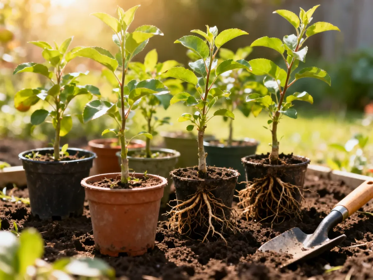 Zdrowe sadzonki krzewów owocowych przygotowane do posadzenia